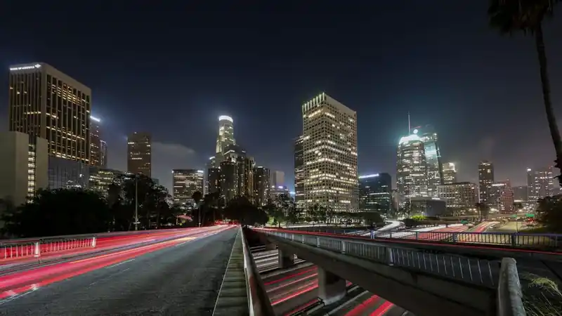 Los Angeles, California: the downtown skyline at night
