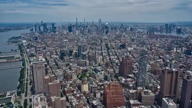 New York City, New York: the Manhattan skyline from above