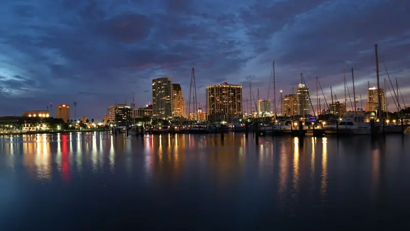 St. Petersburg, Florida: the waterfront at night