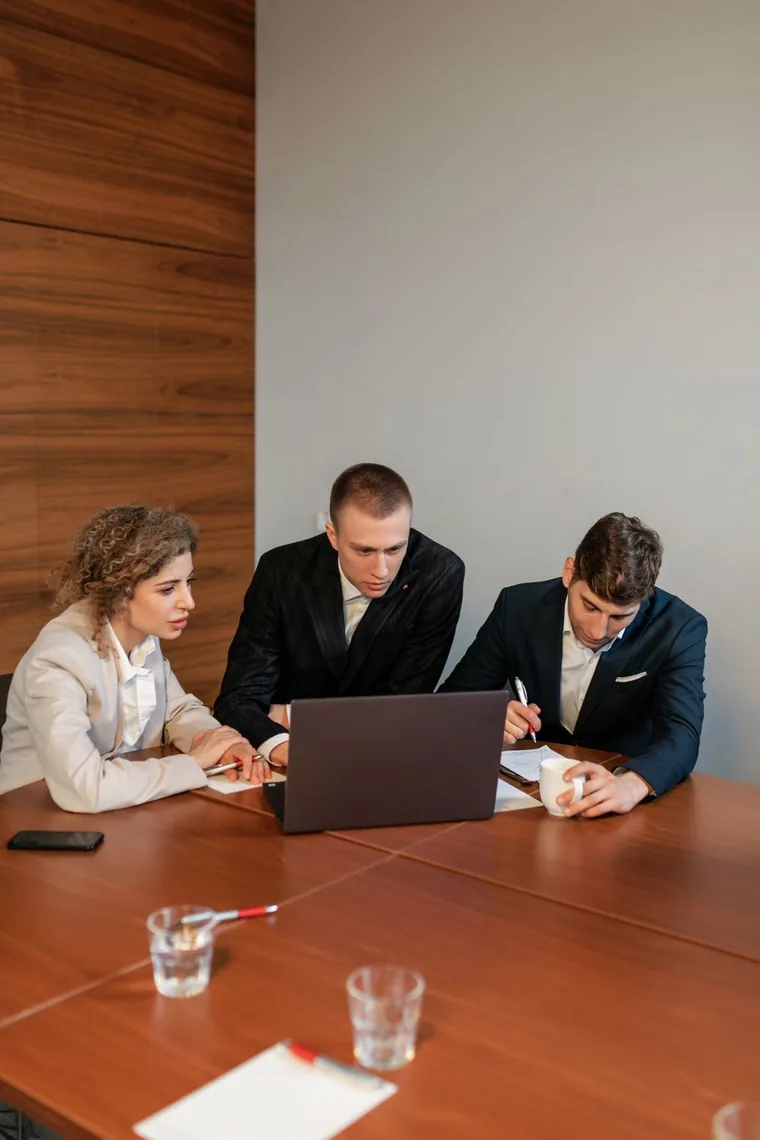 A sales team reviewing campaign results together